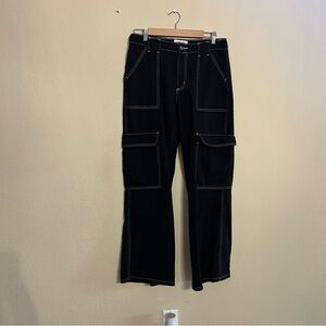RSQ Black Cargo Pants with White Accents